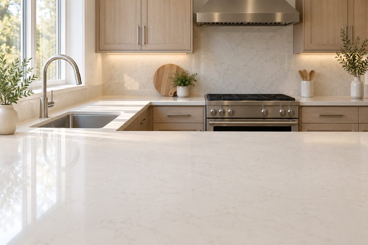 Spotless kitchen counter after a clean